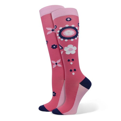 Pink Floral Fashion Compression Socks