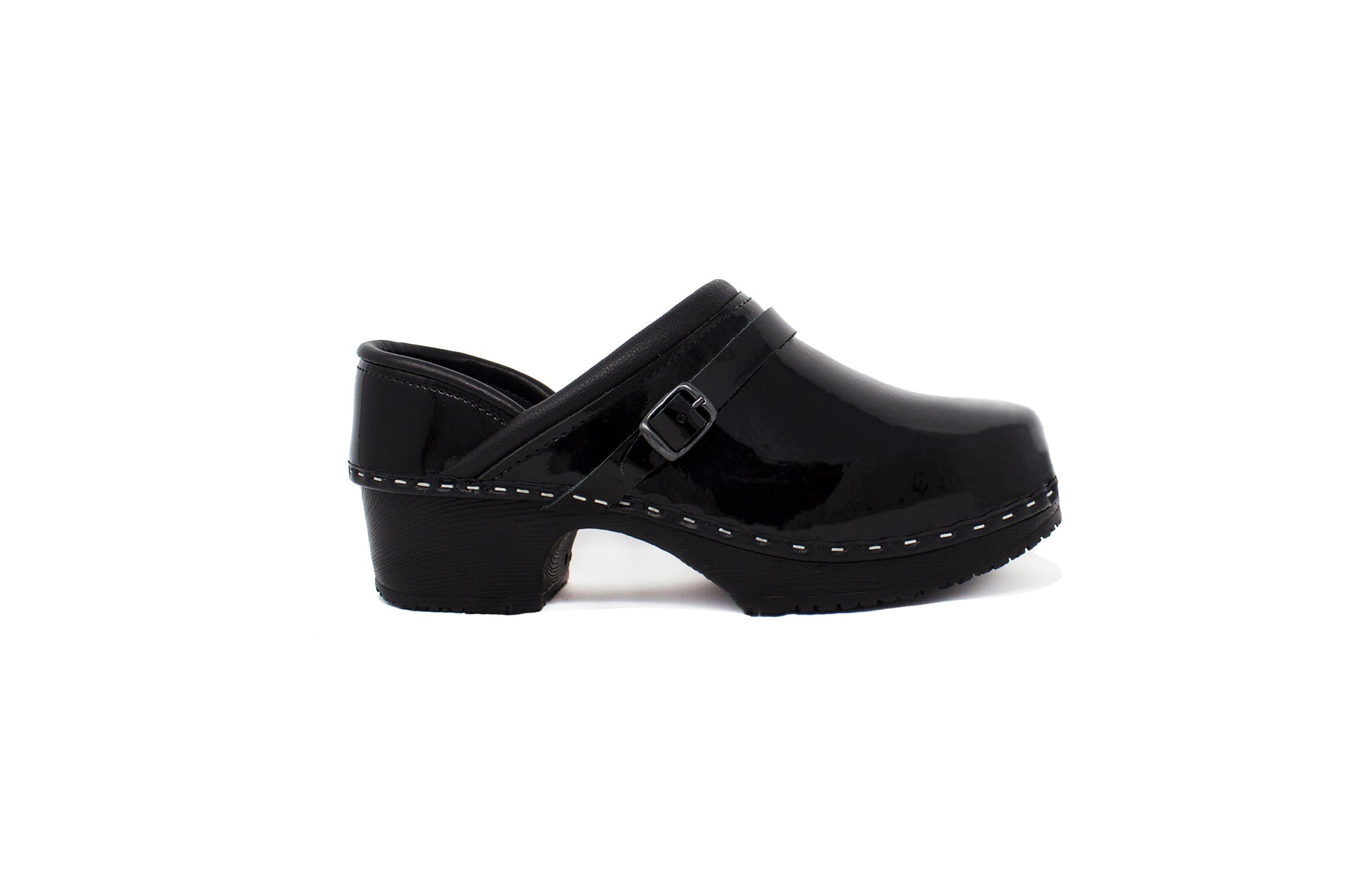 black, patent leather, clogs, full back, nurse, cna, doctor, nurse practitioner, scrub society