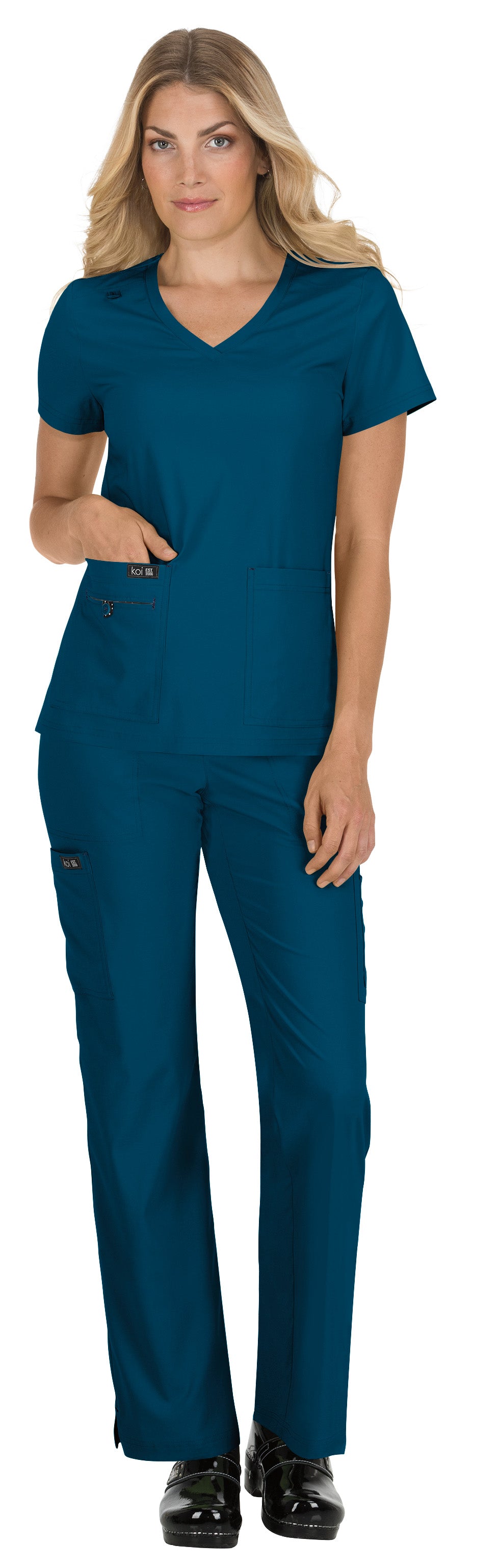 Koi Basics Becca Top, caribbean blue, womens, nurse, cna, scrubssociety